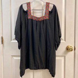 NEW S.R. Fashion Black Cold-shoulder Top w/ Embroidery